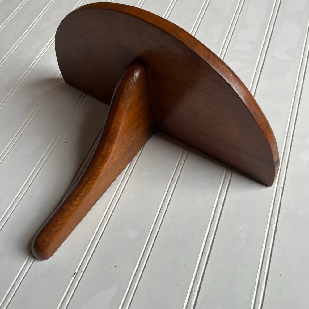 Vintage Mid Century Modern Solid Wood Half Moon Floating Wall Shelf Brown 10in